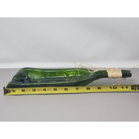 Melted Green Wine Bottle Cheese Plate With Raffia Wrap - Picture 6 of 8